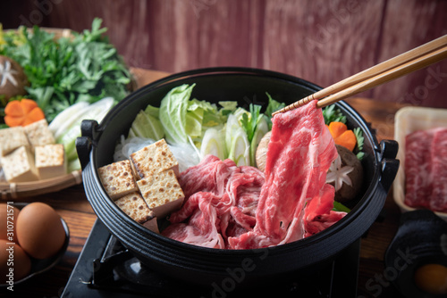 Fotografía Sukiyaki, japanese famous beef hot pot