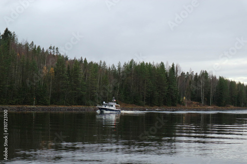 small boat in the Saimaa canal