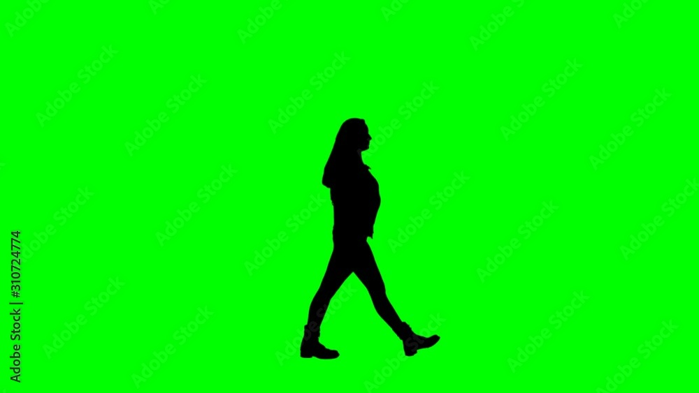 Female hip-hop dancer silhouette on a chroma key green background. Alpha channel is included for easy color/background change. Female hip-hop dancer silhouette on a chroma key green background. Alpha channel is included for easy color/background change.