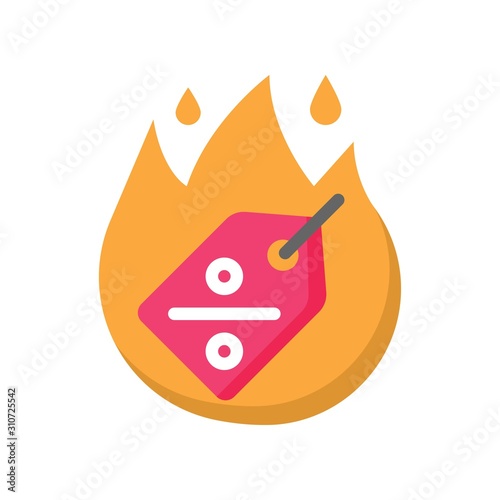 black friday related discount tag in fire or hot deal vector in flat design