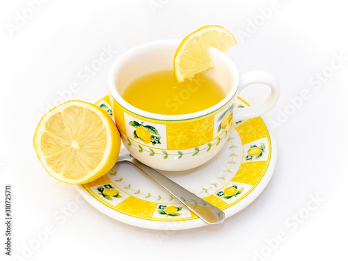 Lemon tea ceramic cup with teaspoon