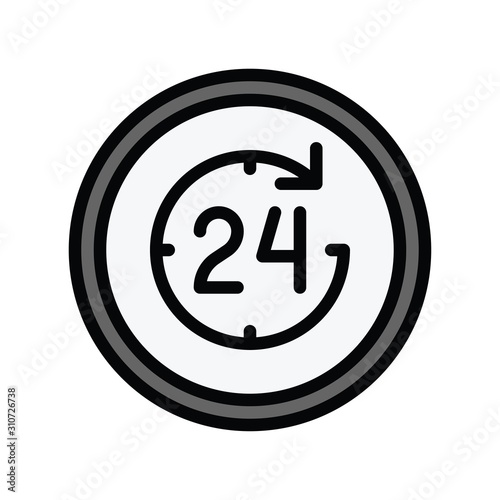 clock circle twenty four hour service vector in filled style