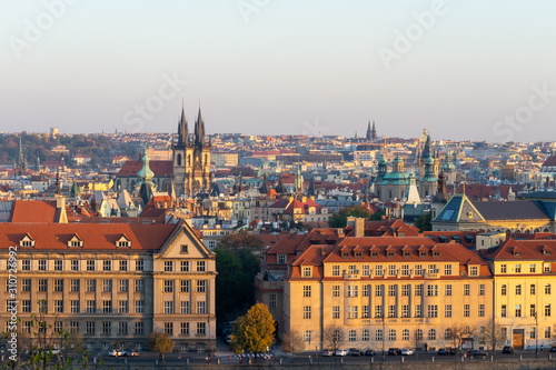 Roof top view at prague on early morning