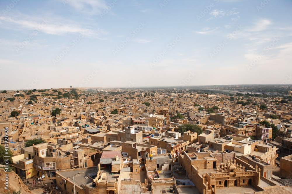 View of Jaisalmer city from Jaisalmer Fort, Jaisalmer, Rajasthan, India