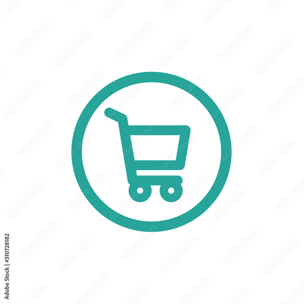 Blue shopping cart in blue circle. Simple icon isolated on white background. Store trolley Blue shopping cart in blue circle. Simple icon isolated on white background. Store trolley