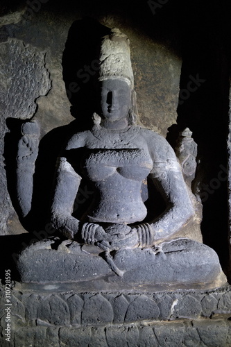 Cave 12 :Goddess image. Ellora Caves, Aurangabad, Maharashtra, India photo