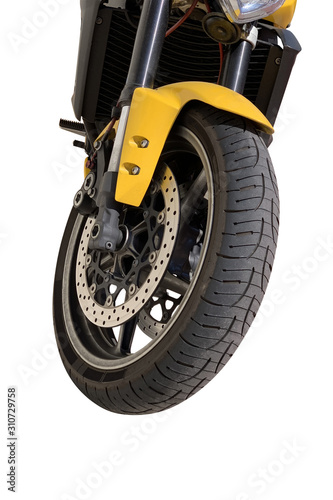 front view of a yellow sports motorcycle