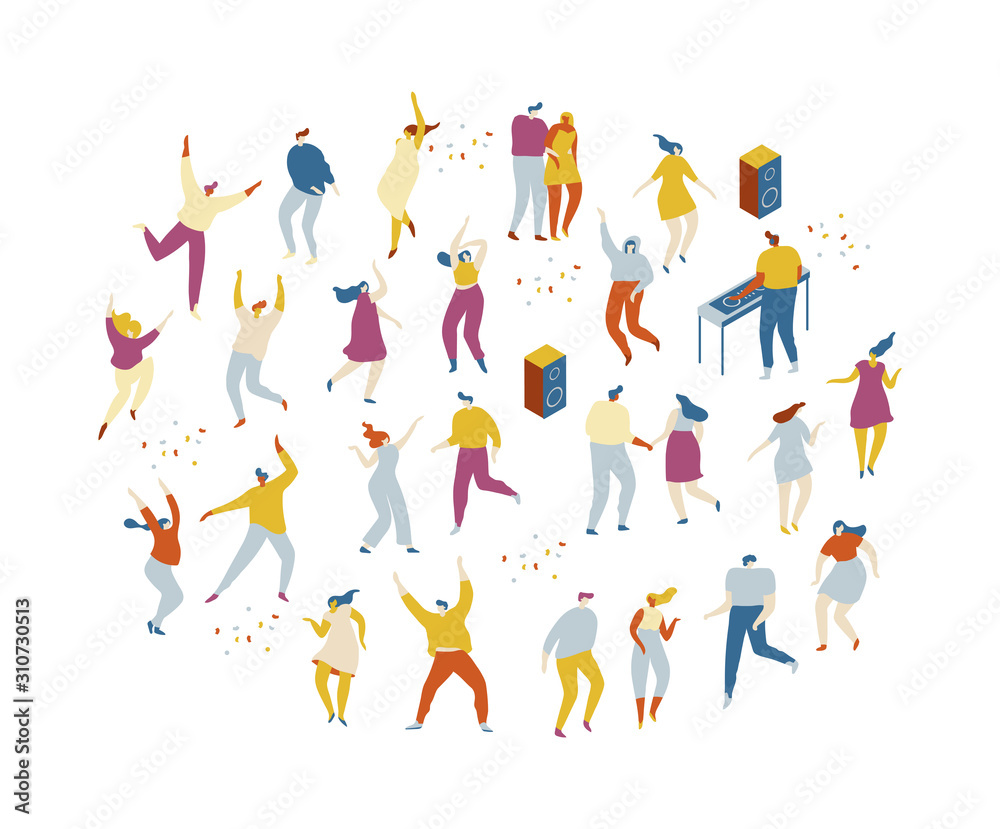 Dancing people flat vector set. Young people having fun. Party. Celebration. Dancing people flat vector set. Young people having fun. Party. Celebration.