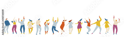 Dancing people flat vector set. Young people having fun. Party. Celebration.
