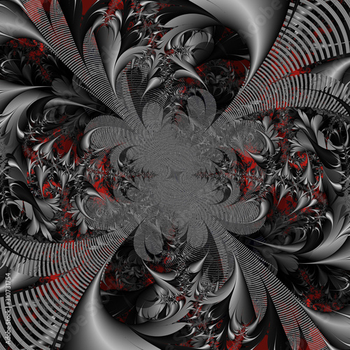 Slver dark red abstract fractal background photo