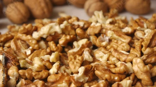 Walnut Kernels On The Tablecloth