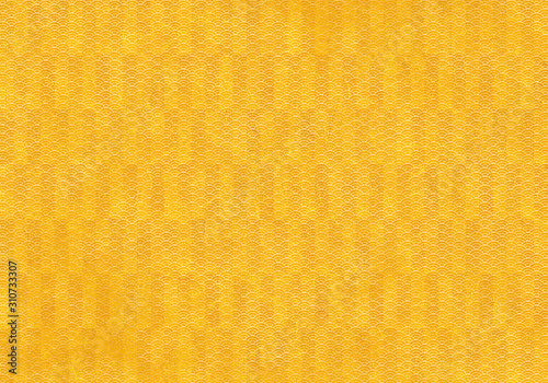 背景：青海波 市松模様 波 海 市松 伝統 和風 和柄 図案 壁紙 テクスチャー 橙 オレンジ 屏風