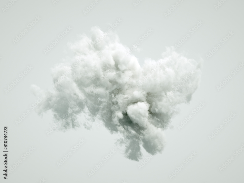 Cloud isolated, steam, smoke. 3d illustration, 3d rendering.