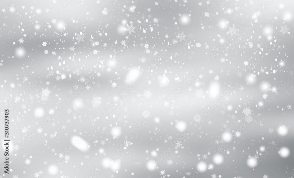 Gray abstract background. white bokeh snowflake blurred beautiful shiny lights. use for Merry Christmas /happy new year wallpaper backdrop and your product. Gray abstract background. white bokeh snowflake blurred beautiful shiny lights. use for Merry Christmas /happy new year wallpaper backdrop and your product.