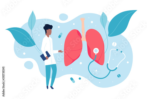 Pulmonologist examines the lungs. The concept of pulmonology and a healthy respiratory system.