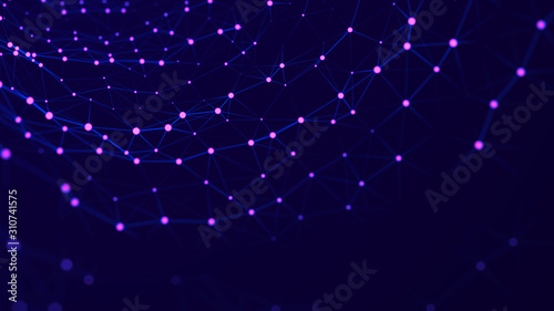 Network connection structure. Big data digital background. Science background with connected dots and lines. 3d rendering.
