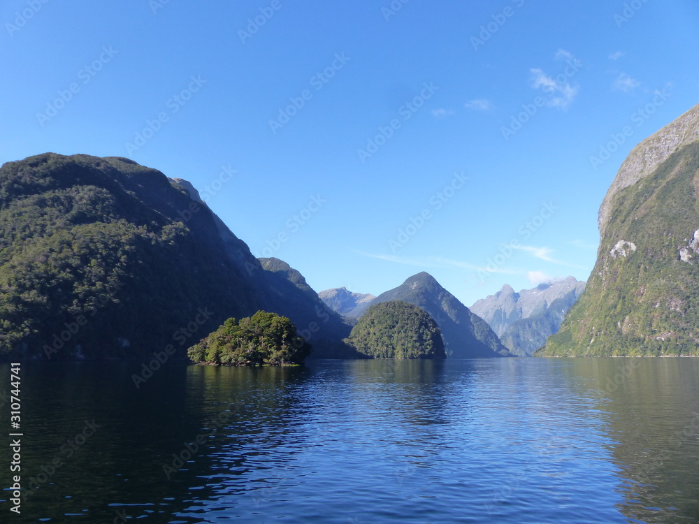 Doubtful sound in fjorland national park in New Zealand