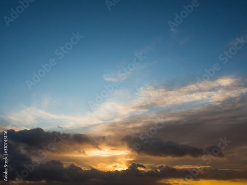 Sunset  blue sky nature background. © mark_gusev