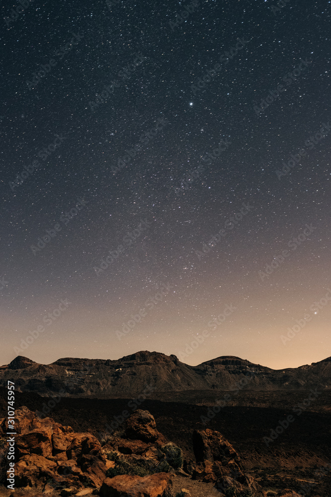 Starry Night Sky Above The Volcano Starry Night Sky Above The Volcano
