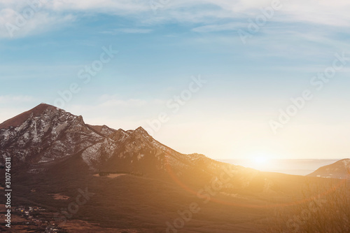 panorama of mountains, volcano