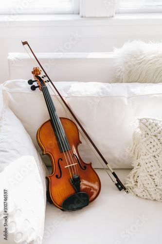 Still life of Violin and Bow photo