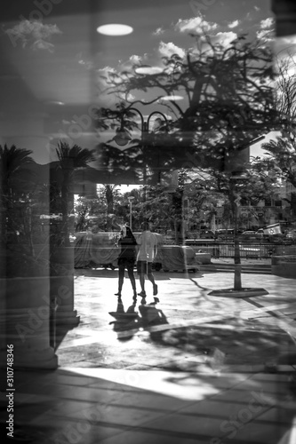 eilat streets black and white reflections 