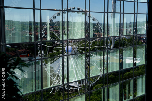 reflection of a ferris wheel photo