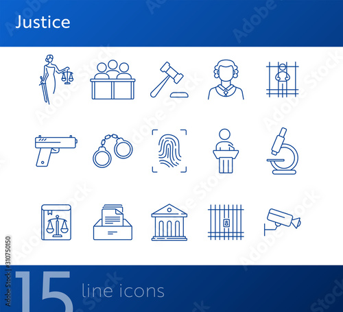 Justice line icon set