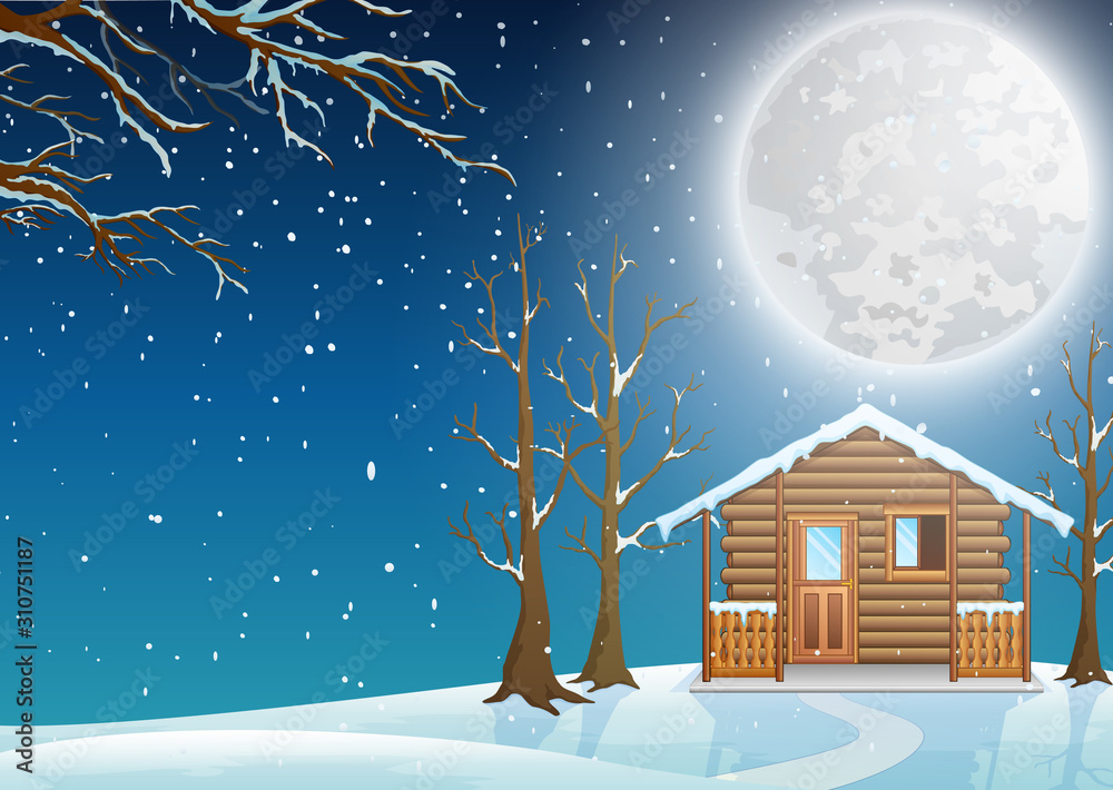 Fototapeta premium Fabulous little house in the snow at winter landscape