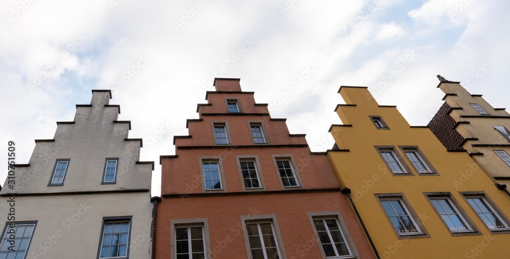 skyline of colourful houses in German town