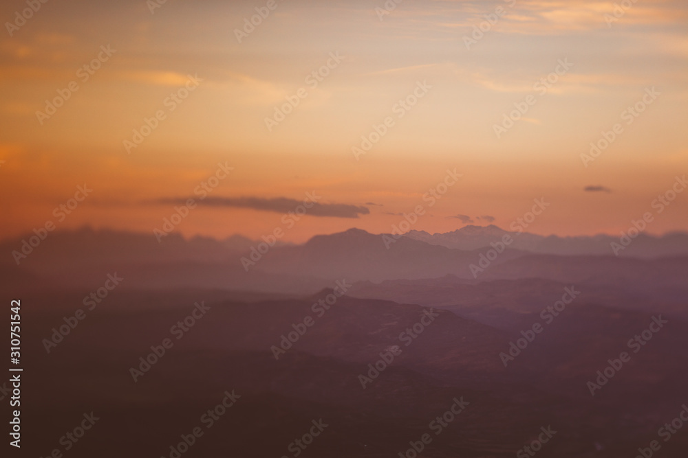 Abstract textures with mountains at sunset Abstract textures with mountains at sunset