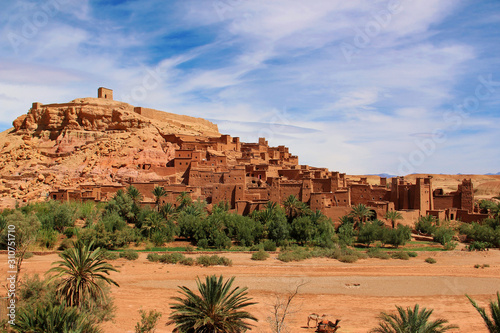 Kasbah Ait Ben Haddou near Ouarzazate in the Atlas Mountains of Morocco. UNESCO World Heritage Site