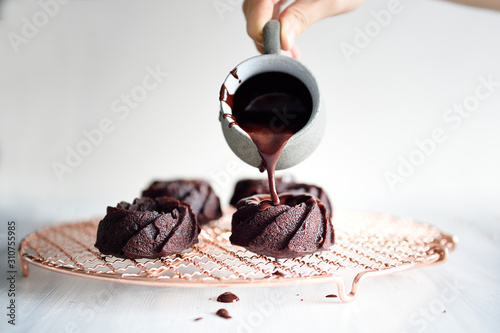 Mini chocolate bundt cakes