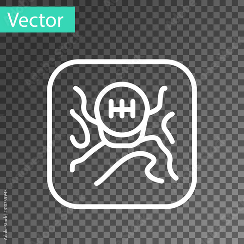 White line Gear shifter icon isolated on transparent background. Transmission icon. Vector Illustration
