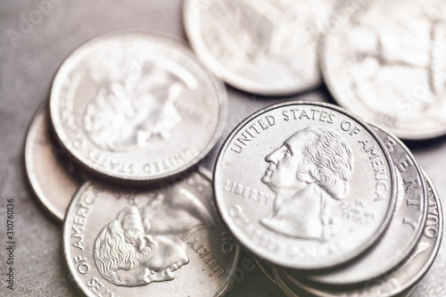 Close Up On American Quarter Coin