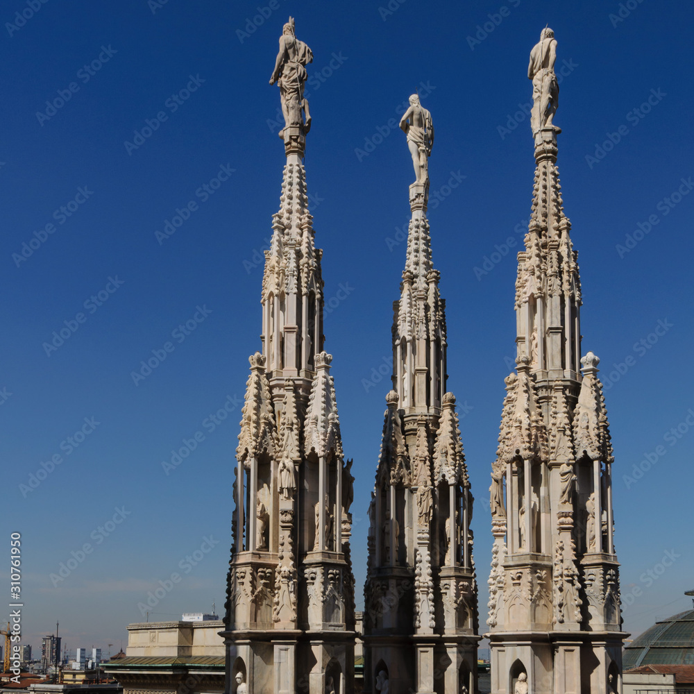 Three of the Duomo spires.