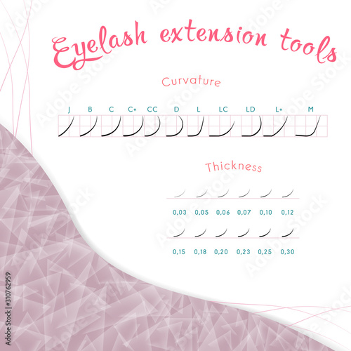Curvature and thickness of eyelashes