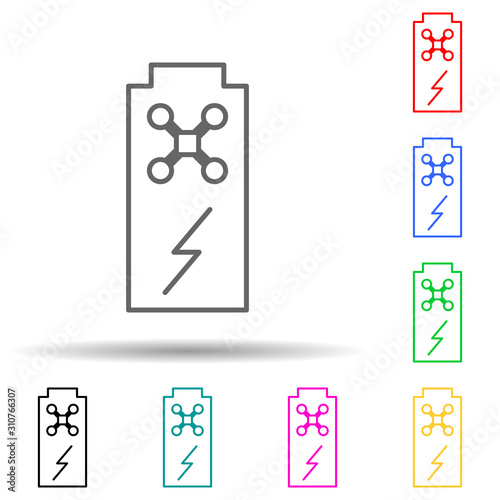 charging a drone multi color style icon. Simple thin line, outline vector of drones icons for ui and ux, website or mobile application