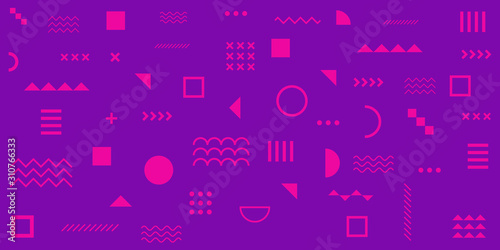 Memphis Simple Blue Abstract Circle Line Rectangle Box Arrow Cross Mountain River Pie Egypt Basic Shape Background For shirt