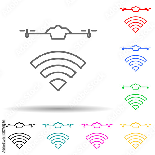 radio wave of the drone multi color style icon. Simple thin line, outline vector of drones icons for ui and ux, website or mobile application
