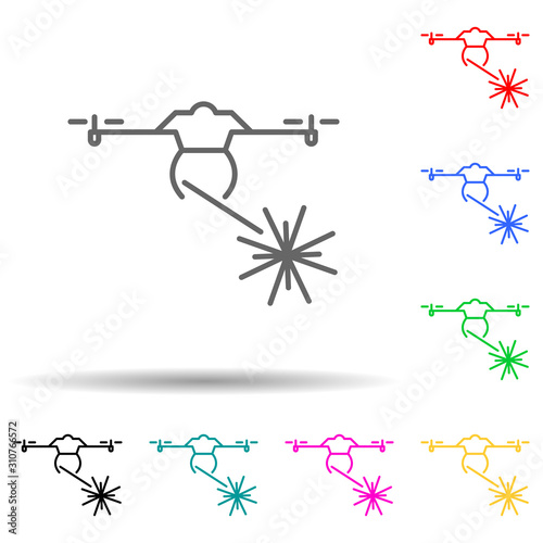 military drone multi color style icon. Simple thin line  outline vector of drones icons for ui and ux  website or mobile application