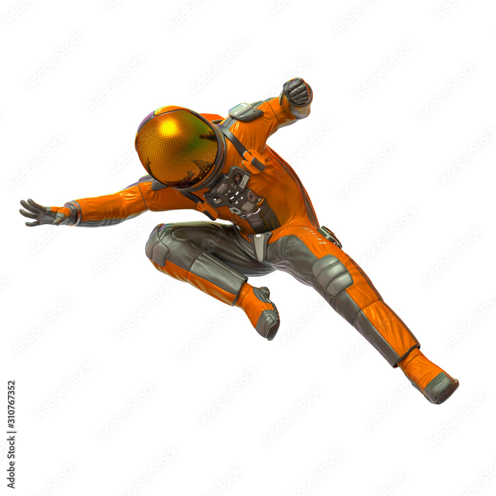 astronaut explorer in a super action pose in white background astronaut explorer in a super action pose in white background