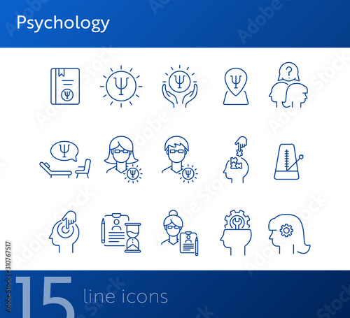 Psychology line icon set