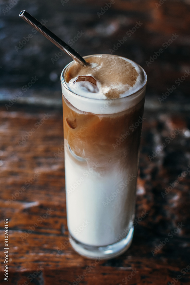 cafe latte on wooden table cafe latte on wooden table
