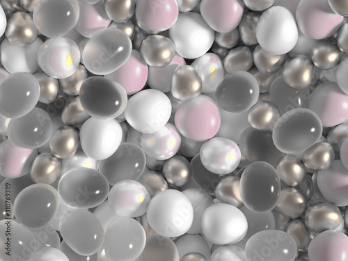 Beautiful background with beads, particles and simulation. 3d illustration, 3d rendering.