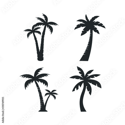 Vászonkép tropical palm trees icon template color editable