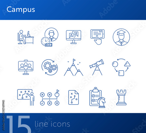Campus line icon set