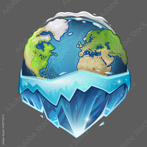 Planet Earth in ice. Isolated on gray. Vector illustration