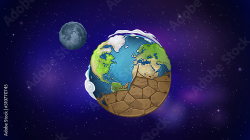 Planet Earth dries in space. Vector illustration
