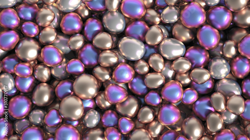 Beautiful background with beads, particles and simulation. 3d illustration, 3d rendering.